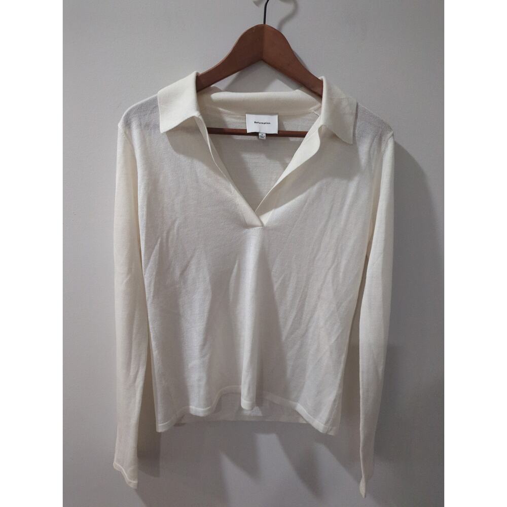 NWOT Reformation Merino Wool Collared Sweater - Picture 5 of 5
